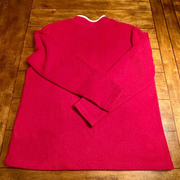 Croft & Barrow Vintage Holiday Snowman Fleece Pullover Top Womens L Red 35.0=R11 - Picture 4 of 8